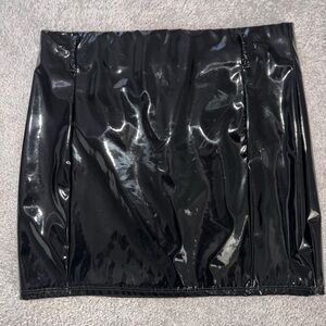 Black Patent Leather Skirt with belt loops